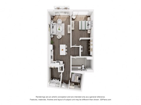 a floor plan of a 1 bedroom apartment at the residences at